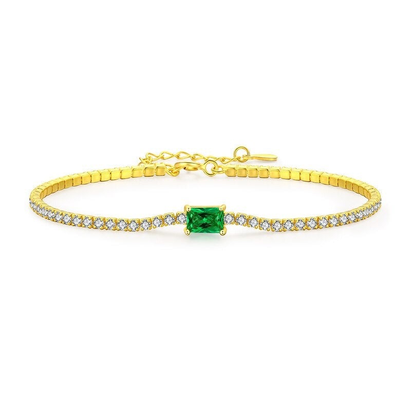 Pulseira Dourada com Zircônia Verde