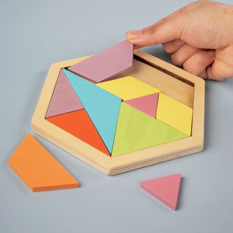 Quebra Cabeça Infantil de Madeira Hexagonal Montessori