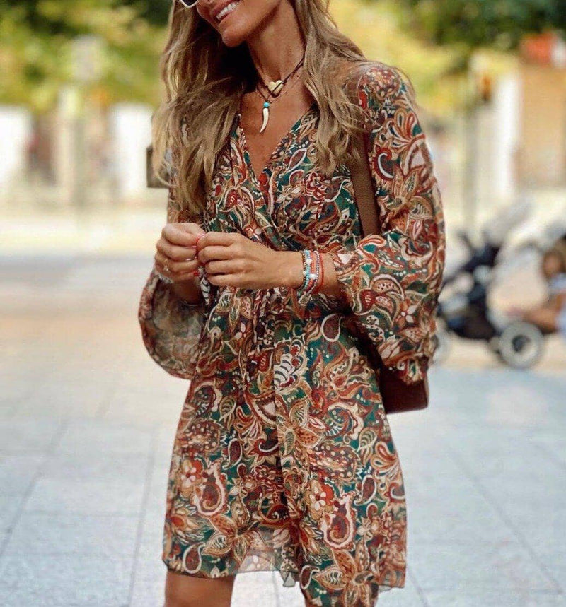 Vestido Chloe Boho Mangas Sino