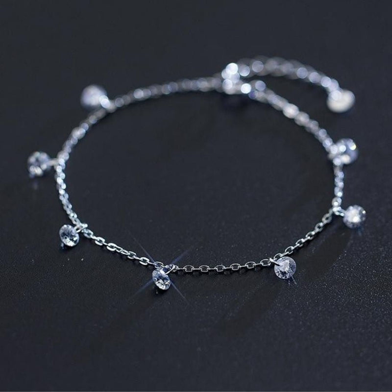 Pulseira Delicada Prata com Cristais de Zircônia